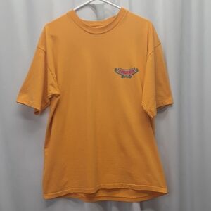 Vintage 90s Bugle Boy T-Shirt Large Single Stitch Made in USA Gold Graphic Tee